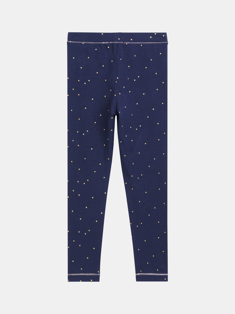 Leggings blu marino a pois per ragazze