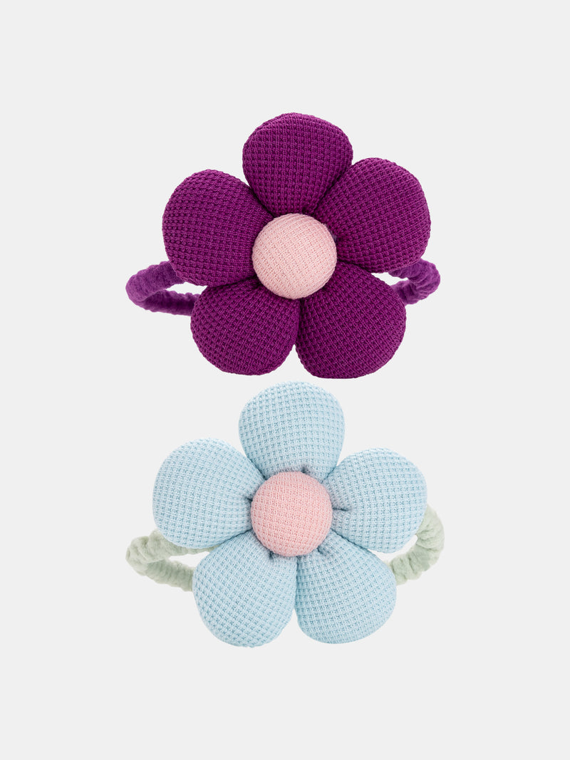 Set di 2 elastici per capelli con fiori per ragazze