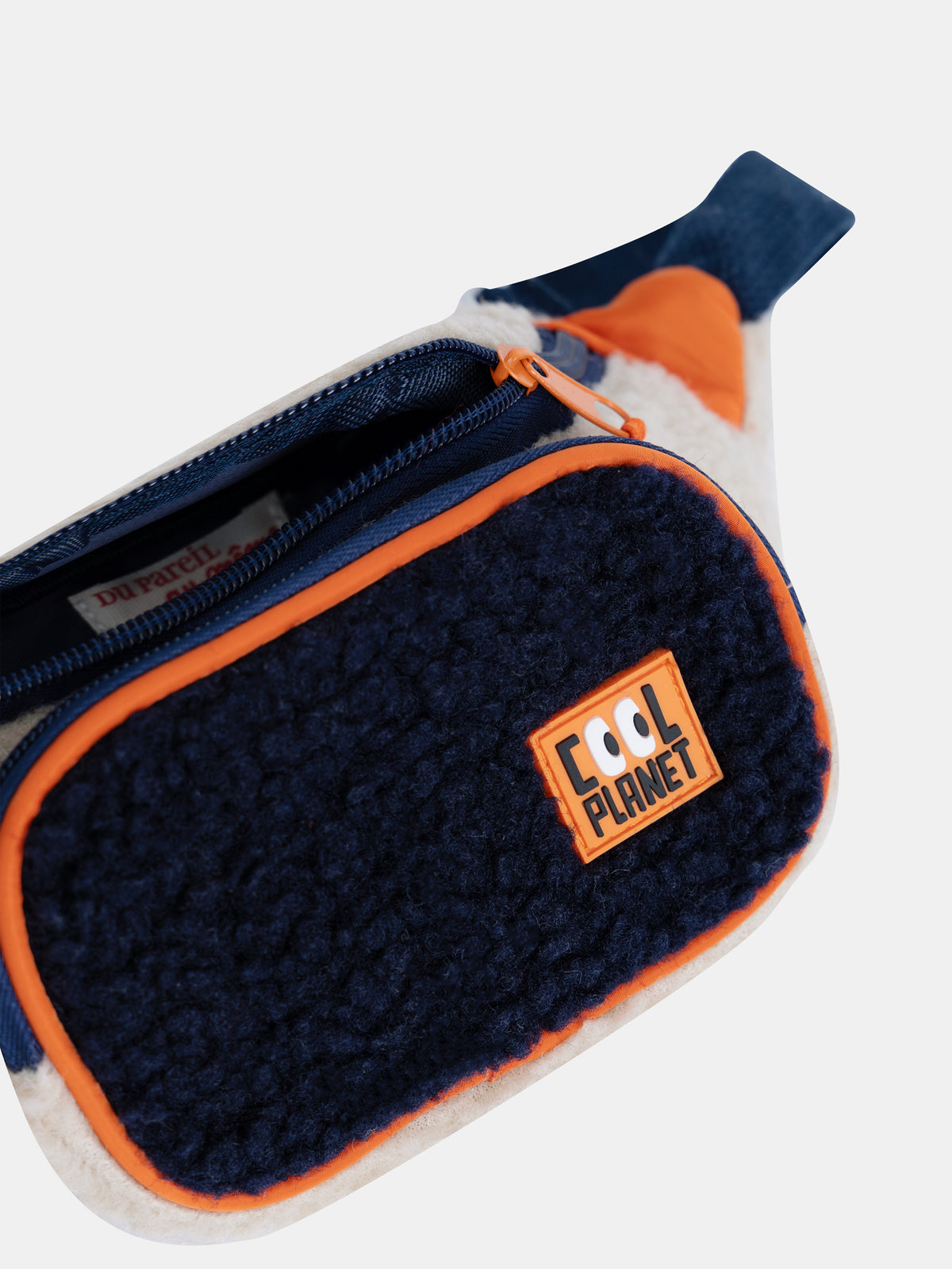 Borsa Beige con Pelliccia Sintetica e Assemblaggio Tricolore per Ragazzi