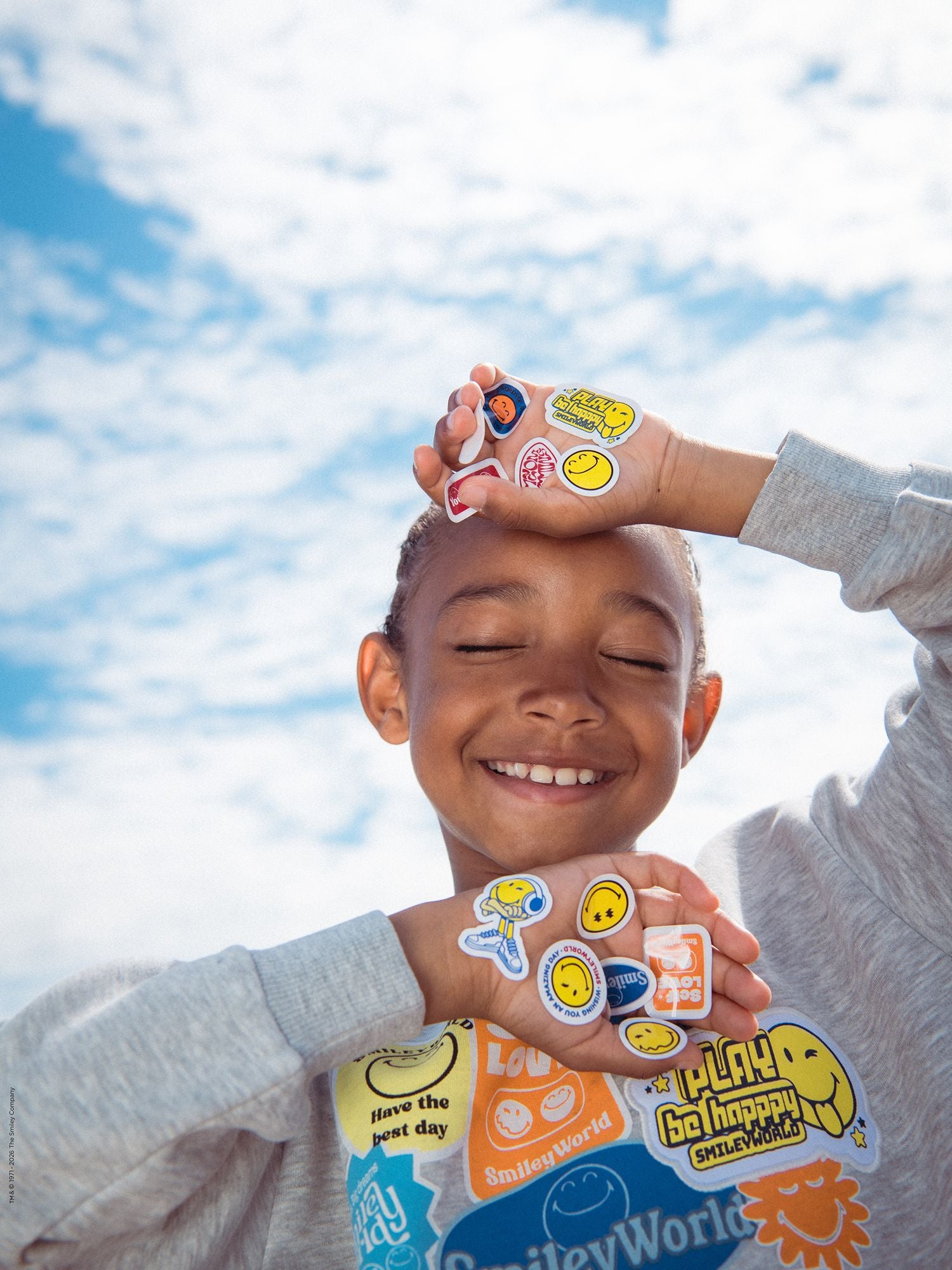 Felpa grigia mélange con stampa SMILEYWORLD per bambino