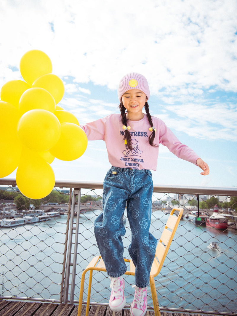 Jeans blu con stampa di fiori SMILEYWORLD per ragazze