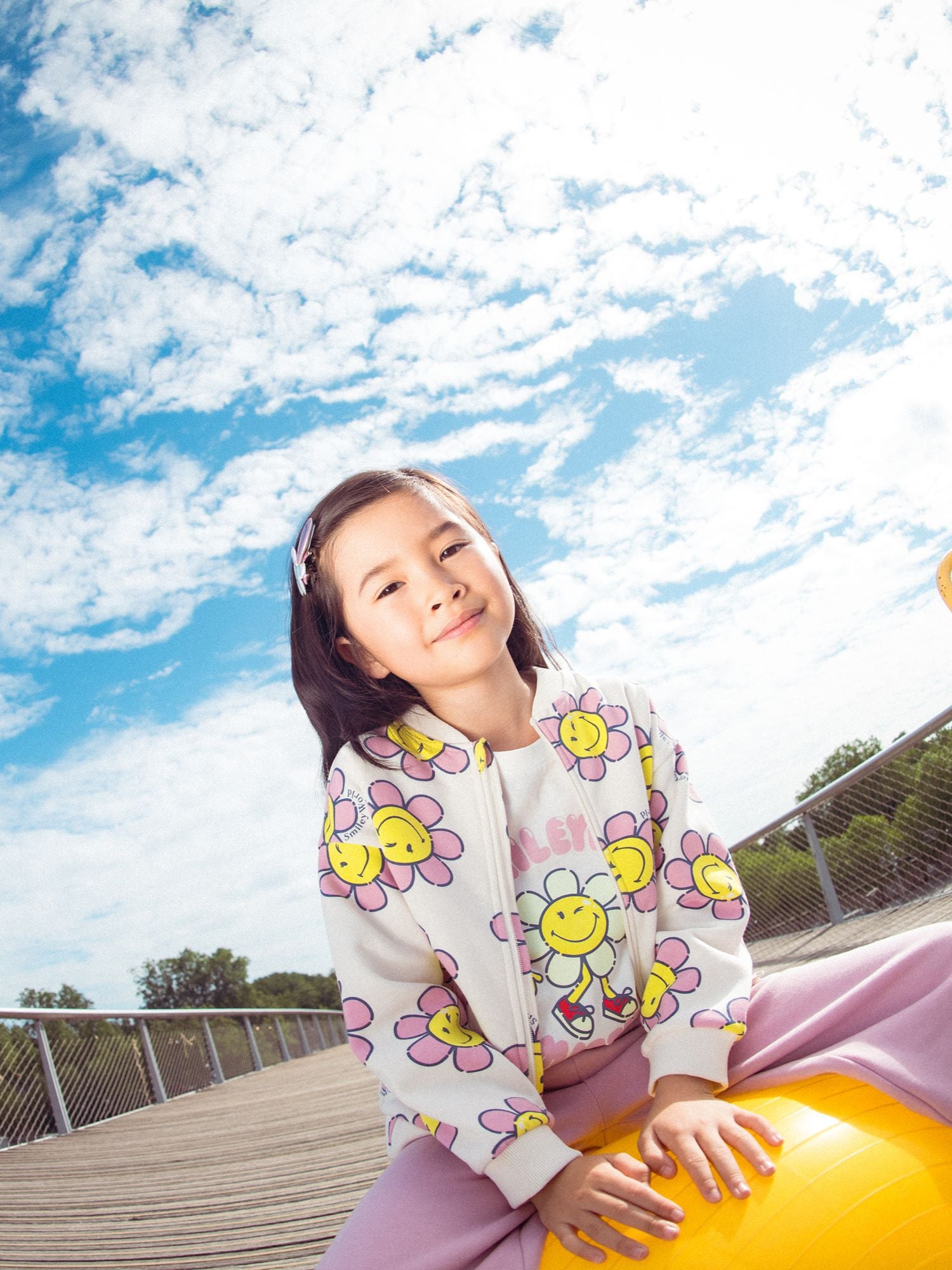 Sweat imprimé SMILEYWORLD fleurs pour fille