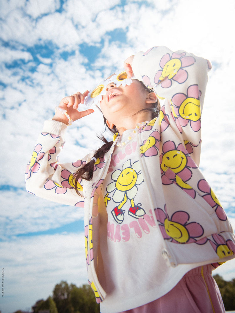 Felpa stampata SMILEYWORLD fiori per ragazze