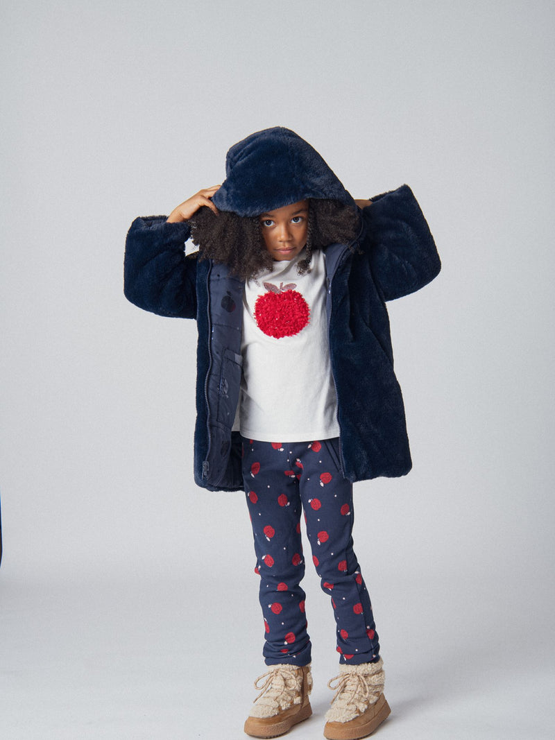 Parka reversibile con stampa di mele per ragazze