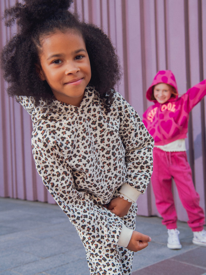 Top da jogging beige con stampa animale per ragazze