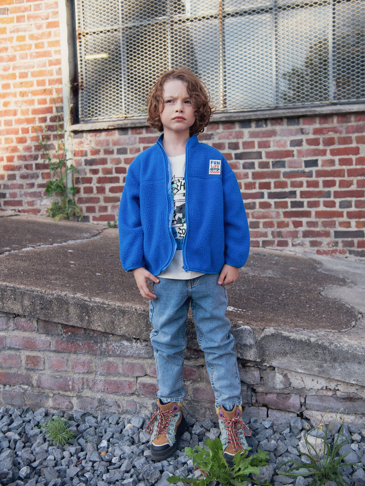 Gilet blu con zip per ragazzi