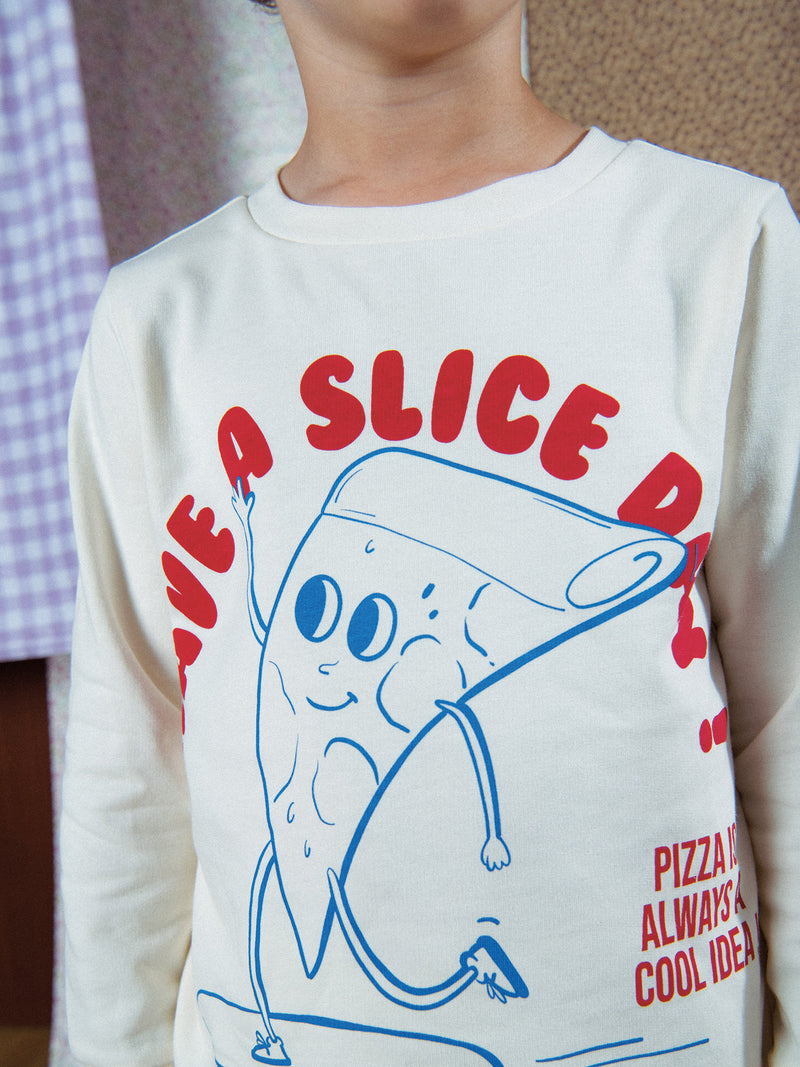 Pigiama 2 Pezzi in Pile Stampato "Have a Slice Day!" per Bambino