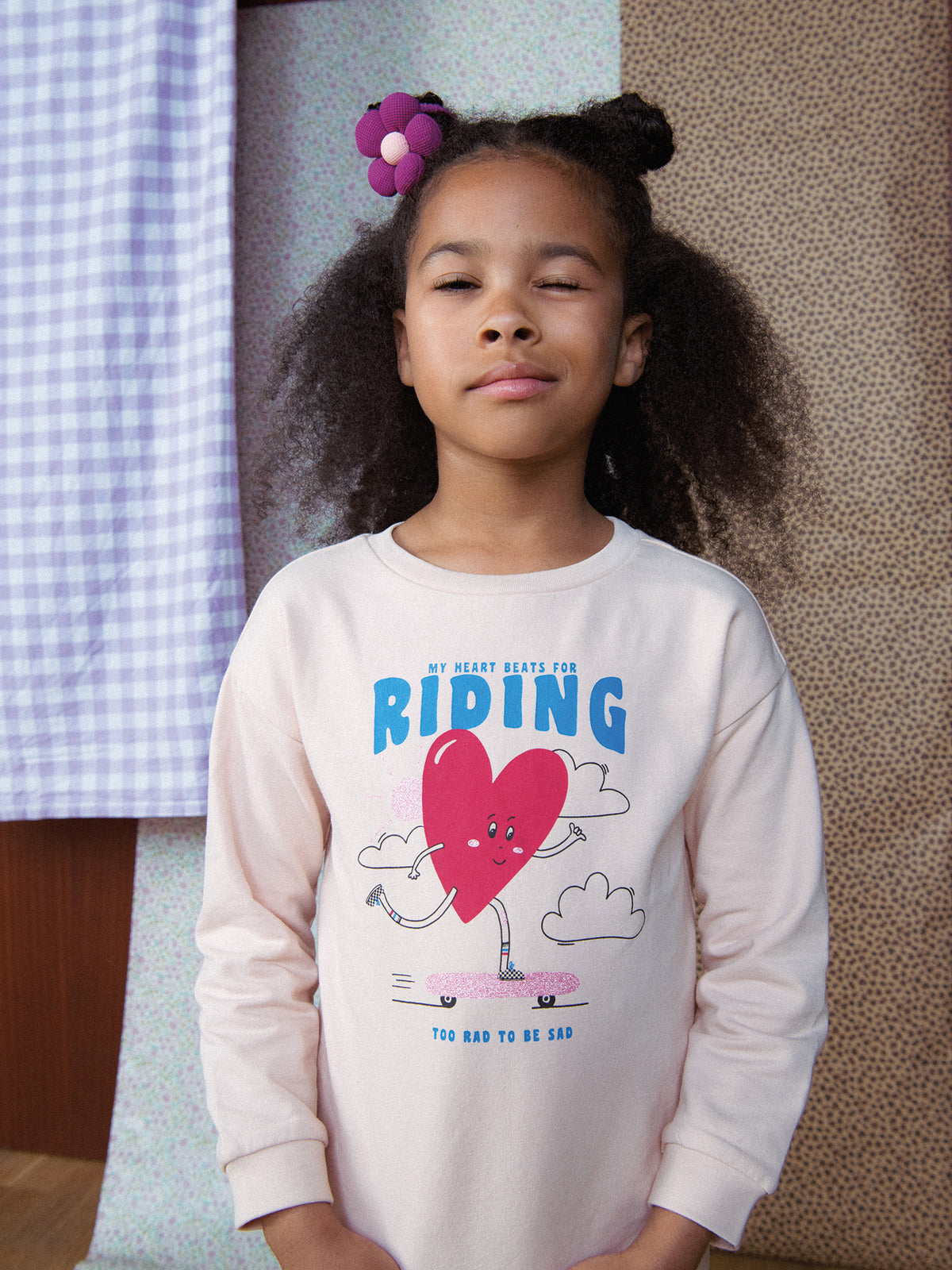 Pigiama rosa in felpa "My Heart Beats for Riding" per bambina