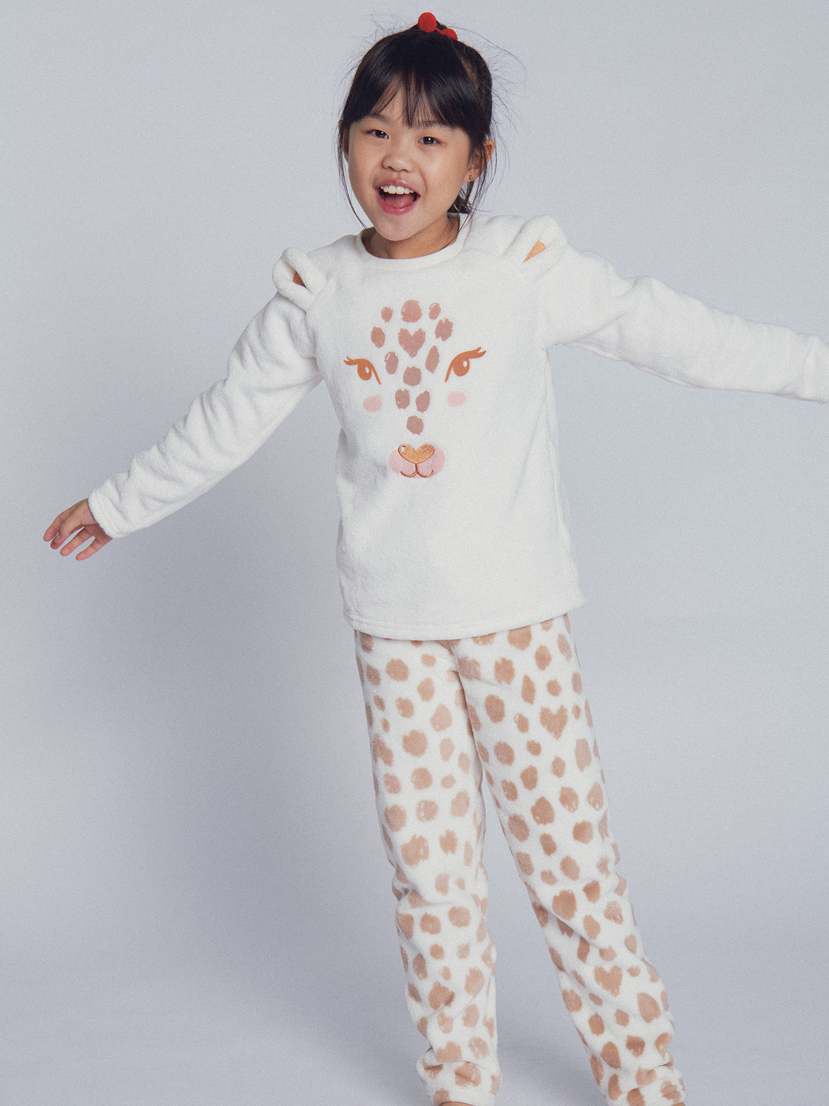 Pigiama ecru "Testa di Leopardo" per bambina