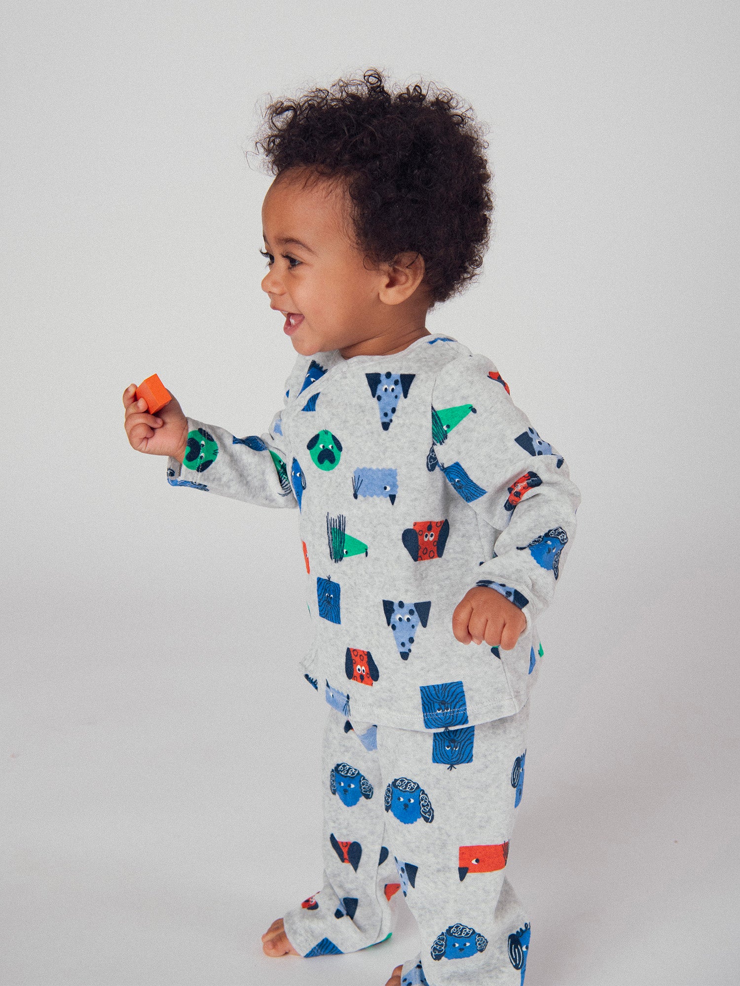 Pyjama 2 pièces gris chine à imprimé chiens pour bébé garçon