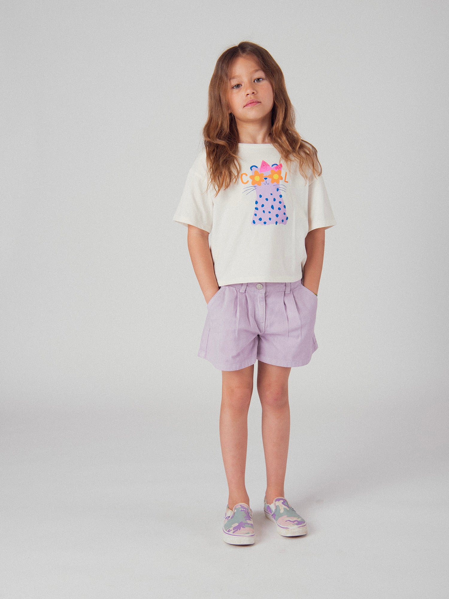 Shorts Viola con Tasche per Bambine
