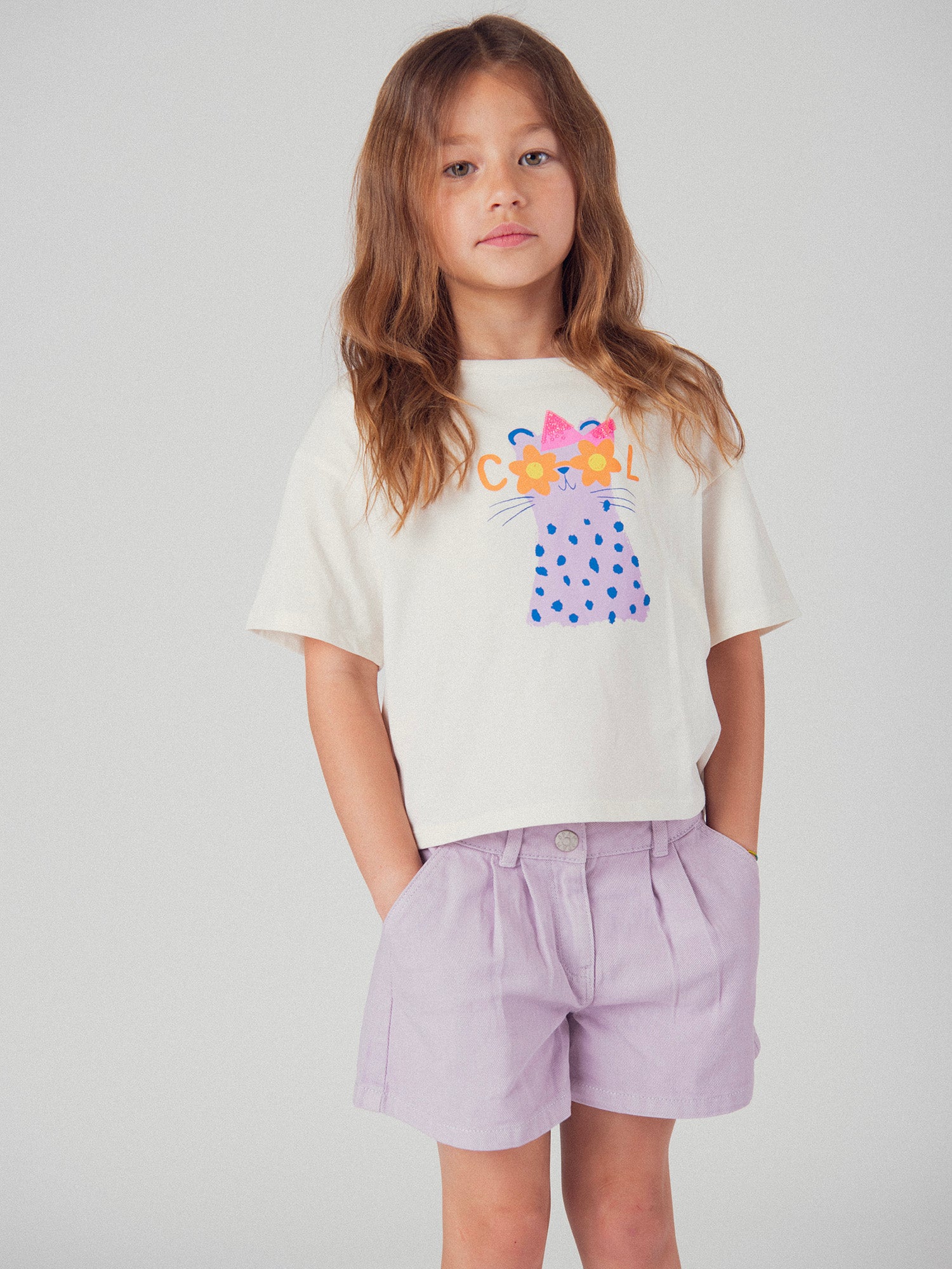 Shorts Viola con Tasche per Bambine