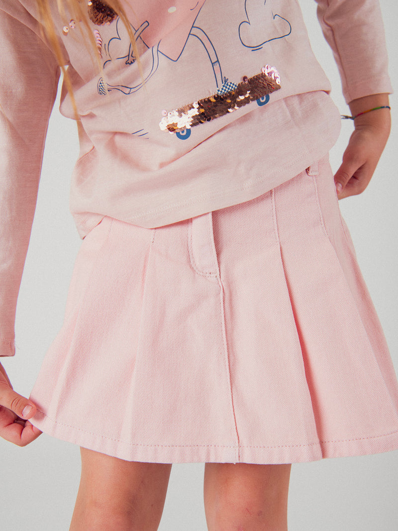 Gonna corta rosa con tasche per ragazze