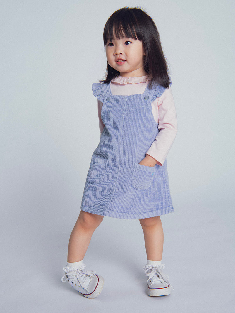 Vestito a bretelle in velluto blu per bambina
