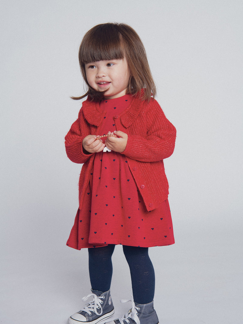 Cardigan rosso con colletto per bambina