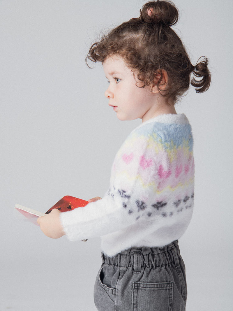Maglione morbido a maglia con motivo jacquard per bambina