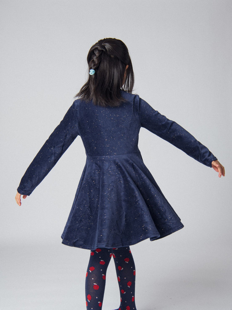 Robe marine en velours à paillettes pour fille