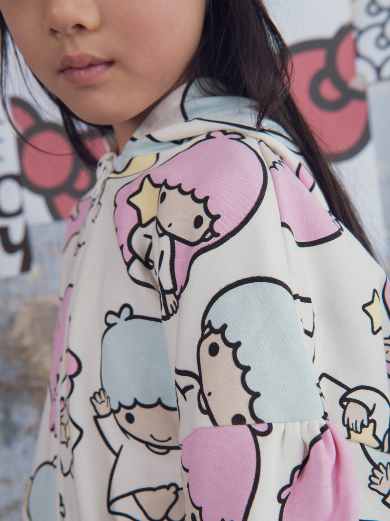 Felpa bianca con stampa di Little Twin Stars