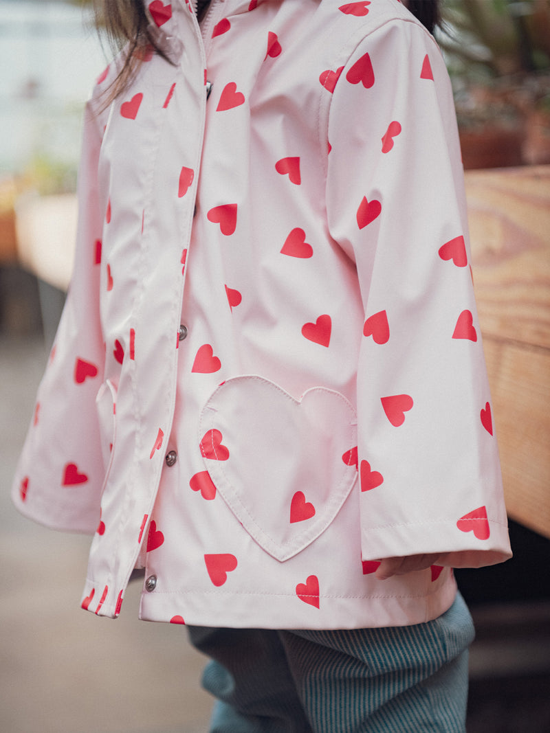 Impermeabile rosa con motivo cuori per bebè femmina