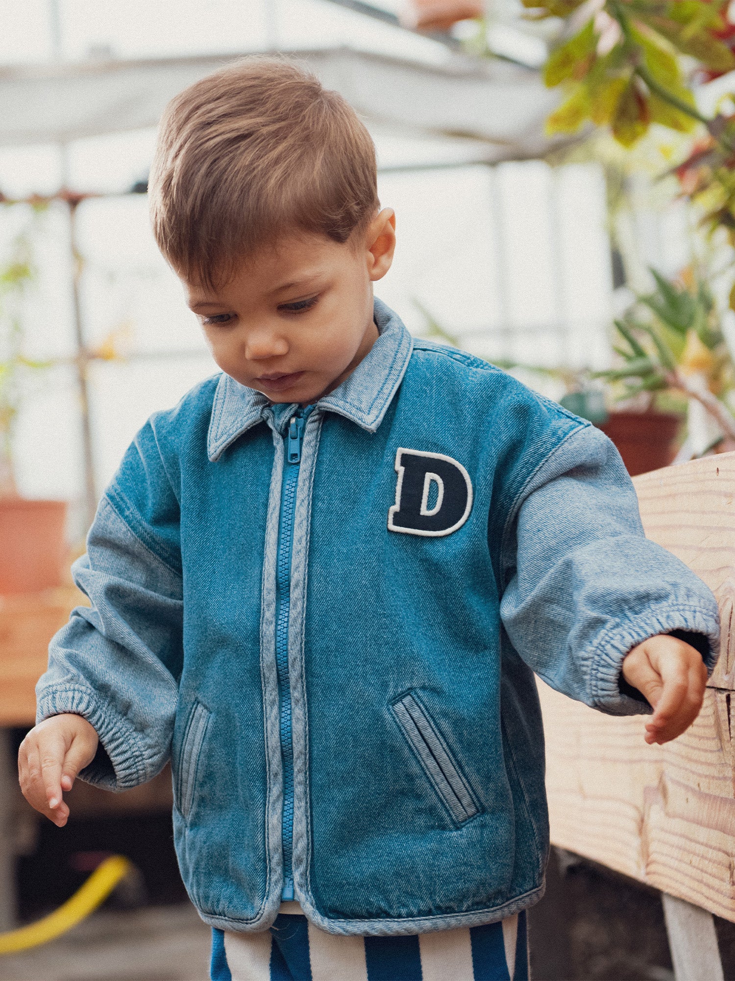 Bomber en denim avec patch "D" pour bébé garçon