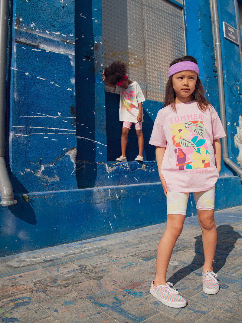 Short ciclismo tie-dye rosa per ragazze