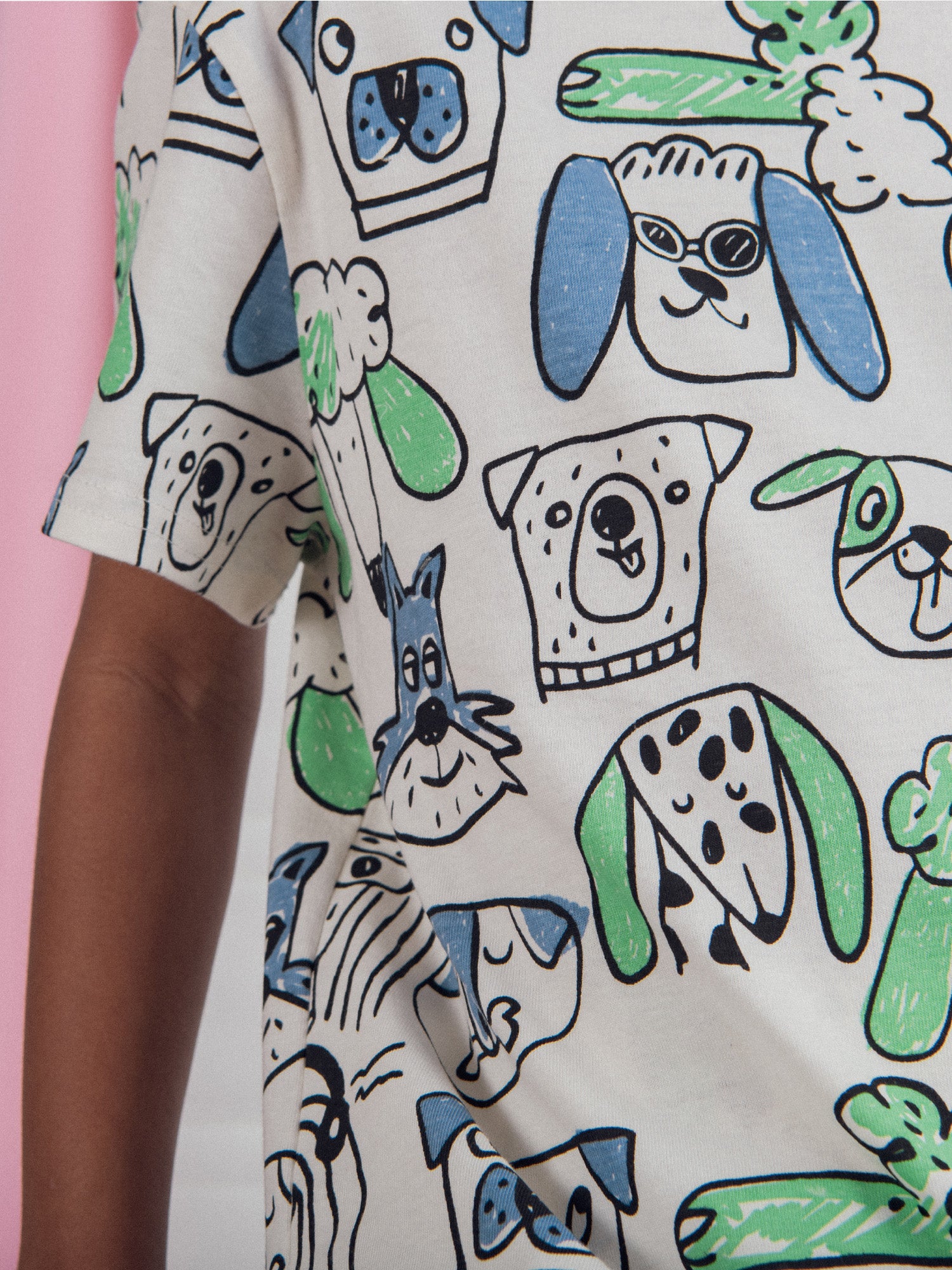 Pigiama Corto Stampato "Ritratti di Cani" per Bambino