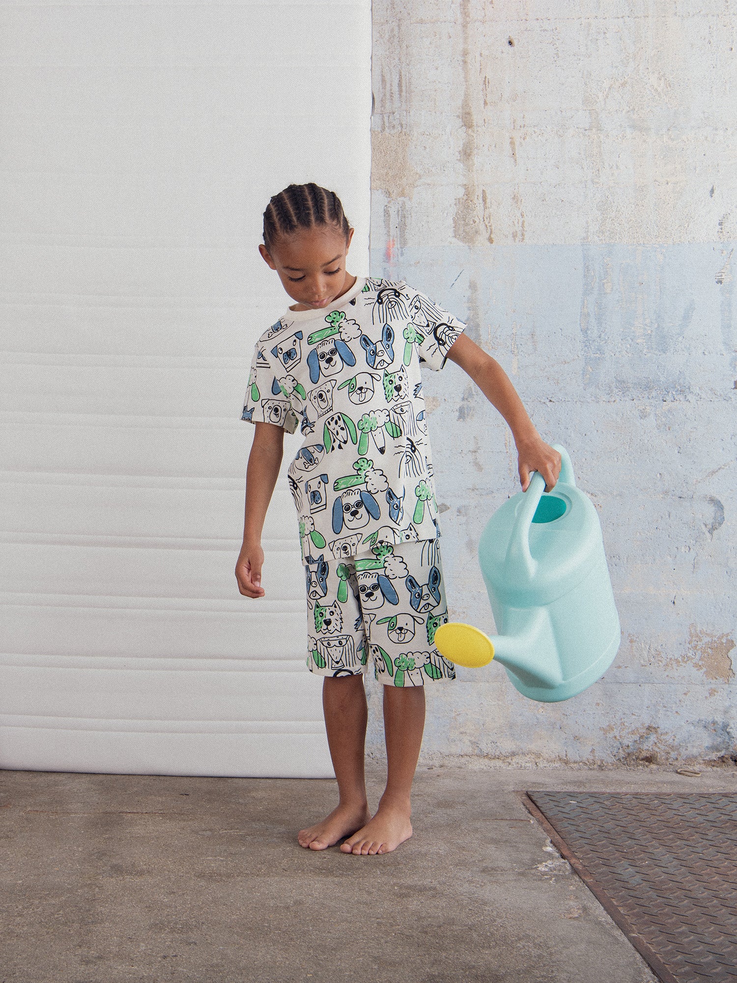 Pigiama Corto Stampato "Ritratti di Cani" per Bambino