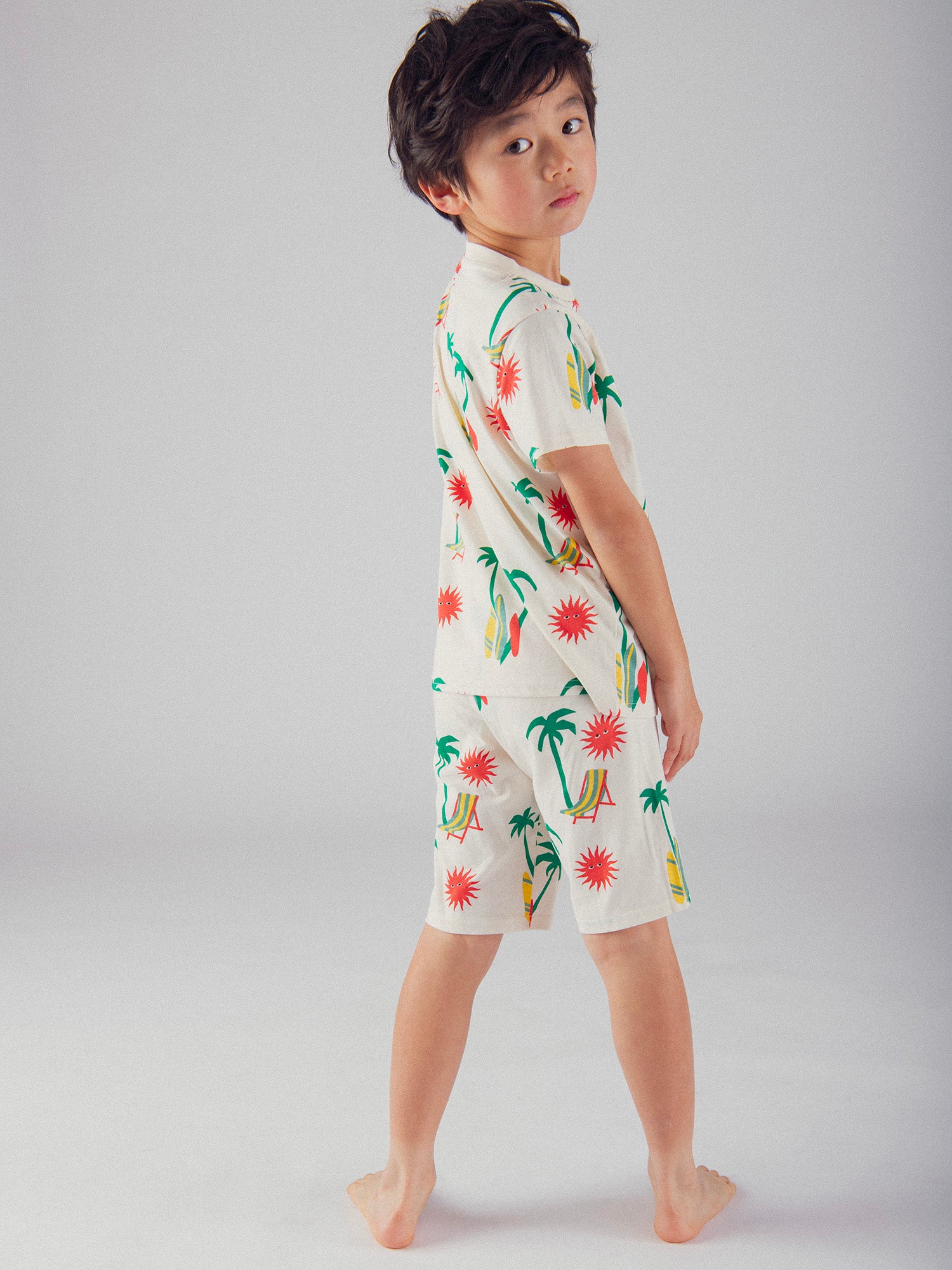 Pigiama Corto Stampato "Spiaggia Tropicale" per Bambini