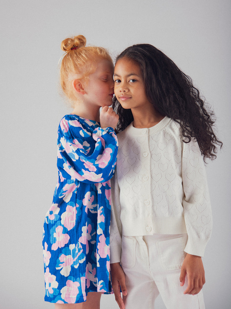 Cardigan bianco rotto con dettaglio cuore per ragazze