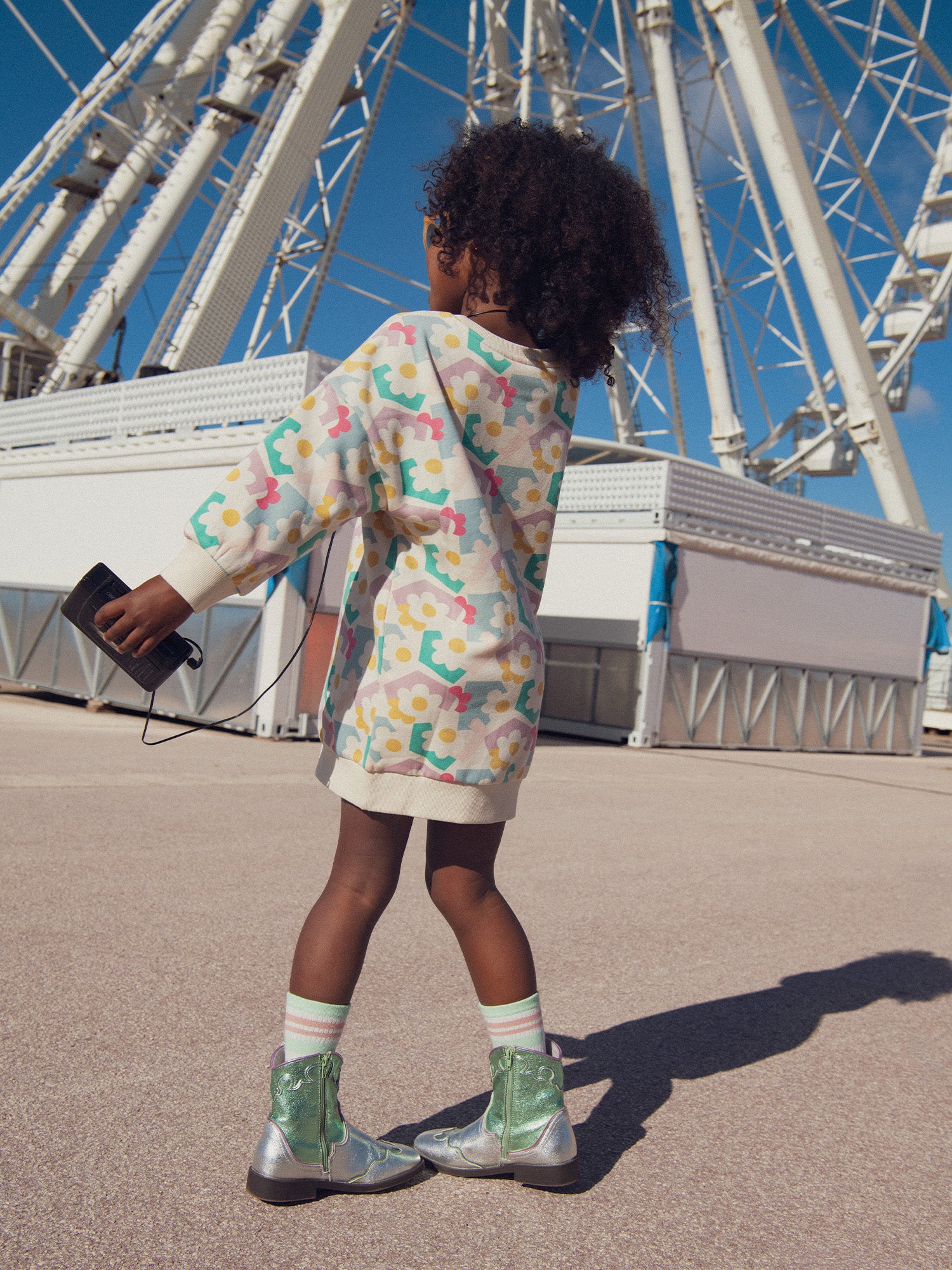 Vestito in fleece stampato per ragazze