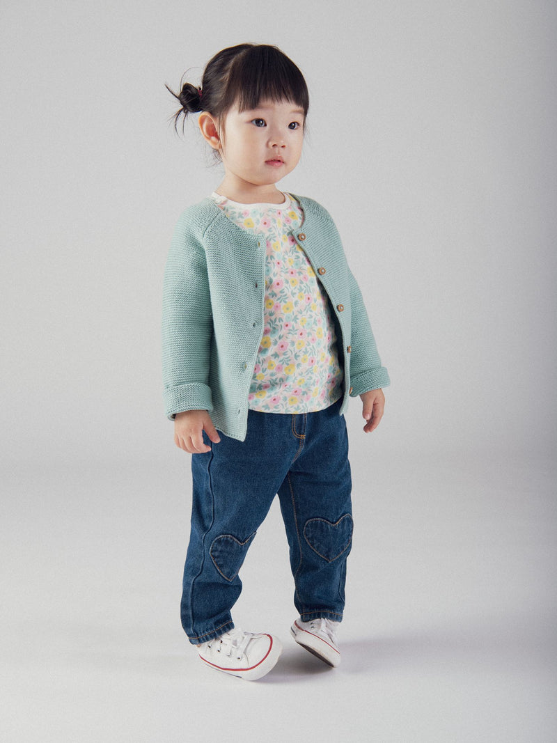 Cardigan in lana azzurro polvere per bambina