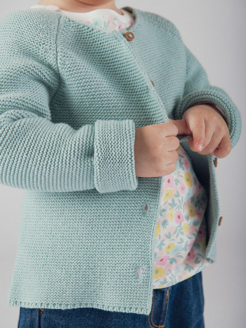 Cardigan in lana azzurro polvere per bambina