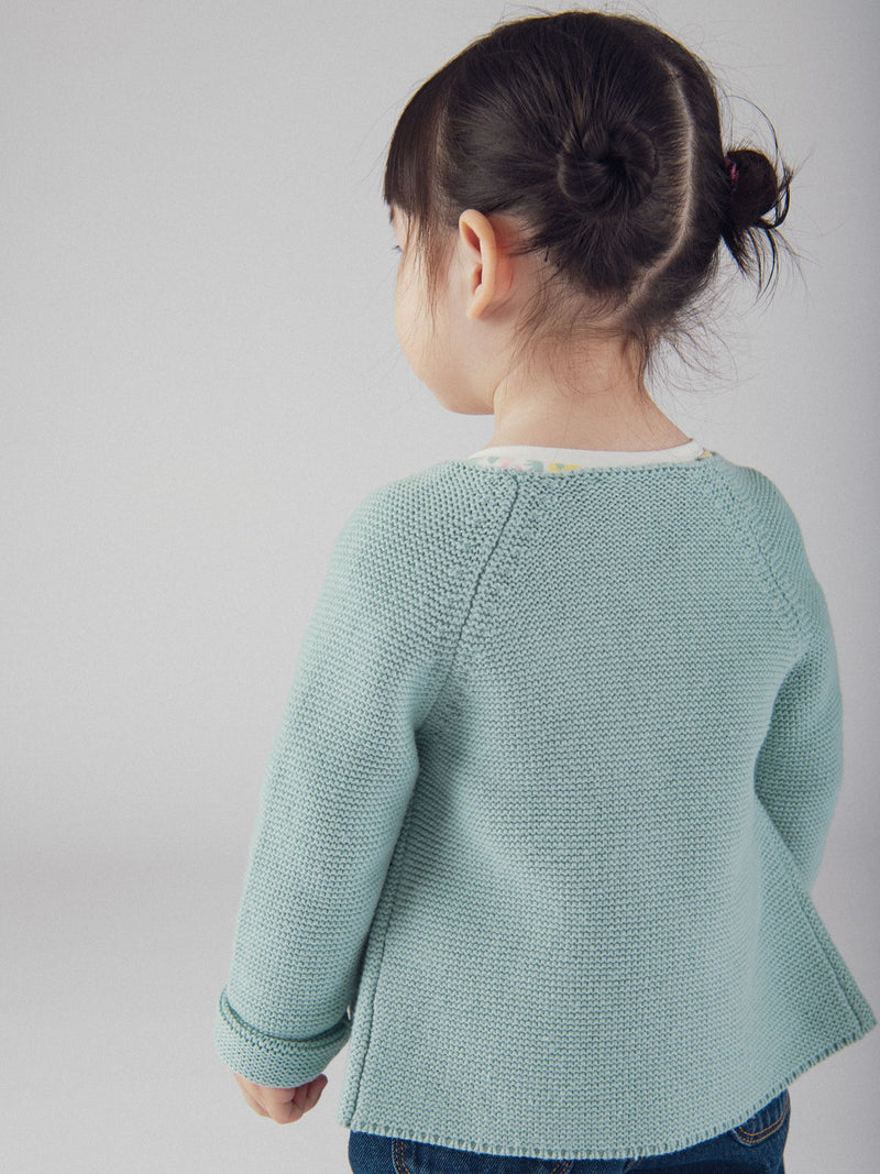 Cardigan in lana azzurro polvere per bambina