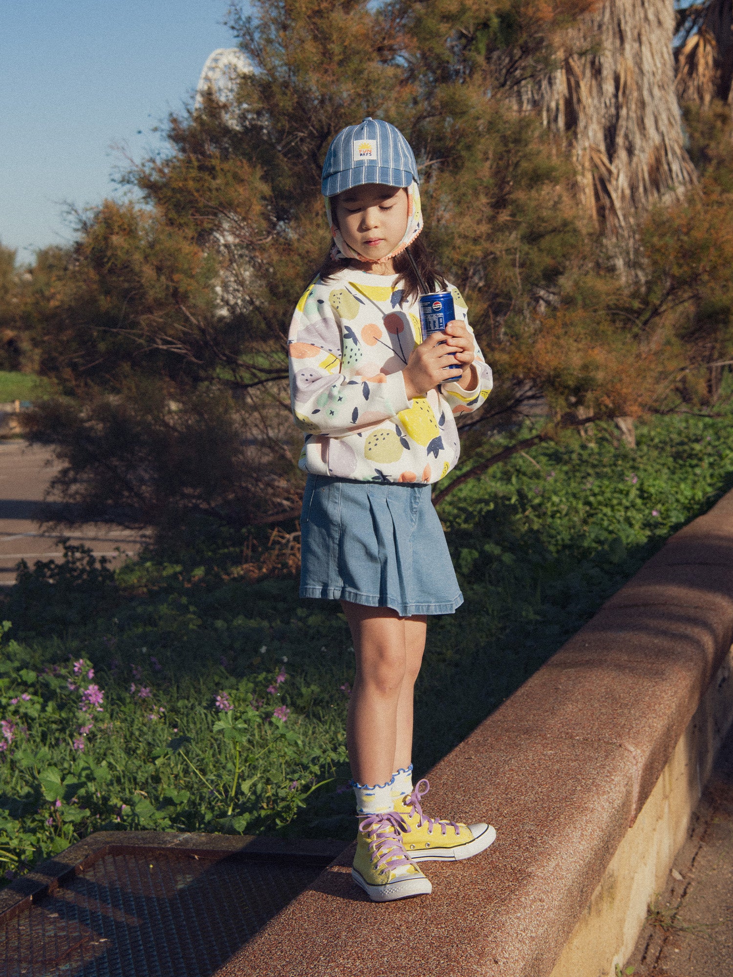 Jupe short plissée en denim pour fille