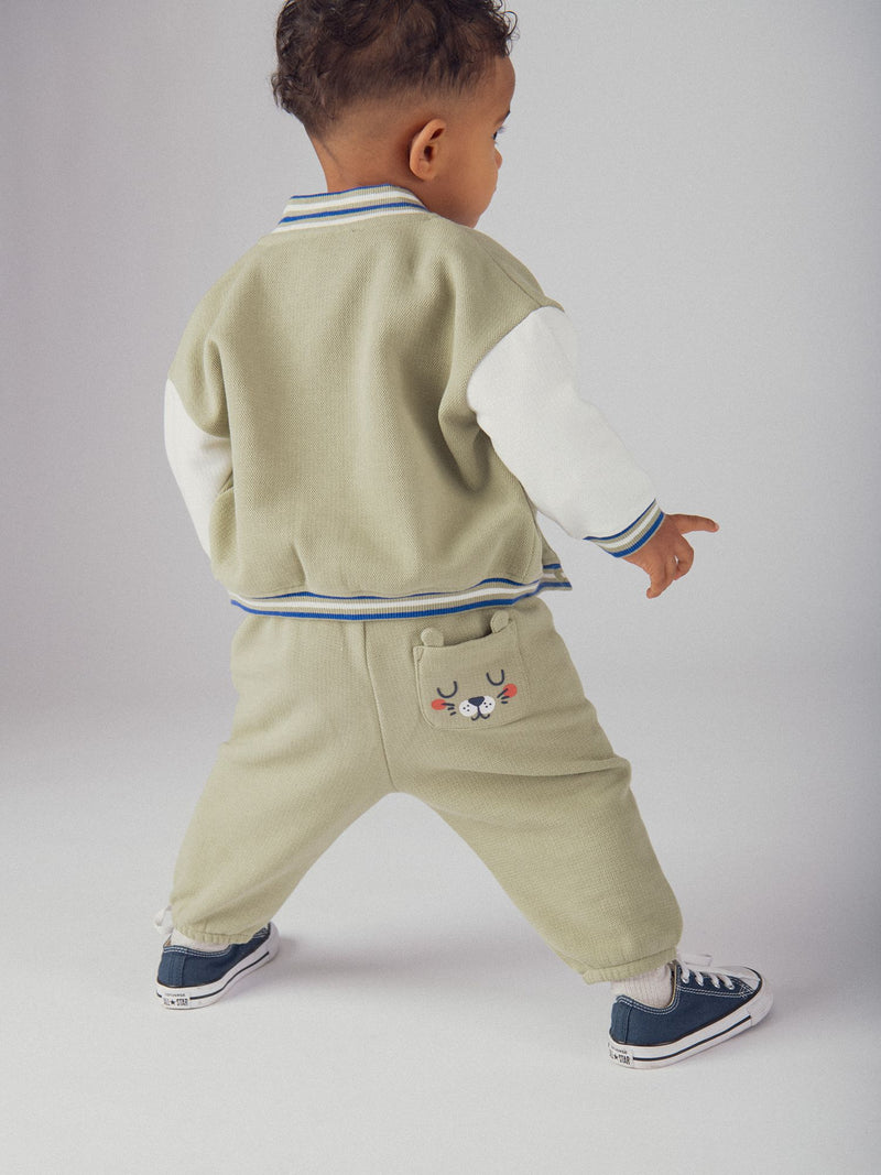Pantaloni sportivi kaki con tigre per bebe