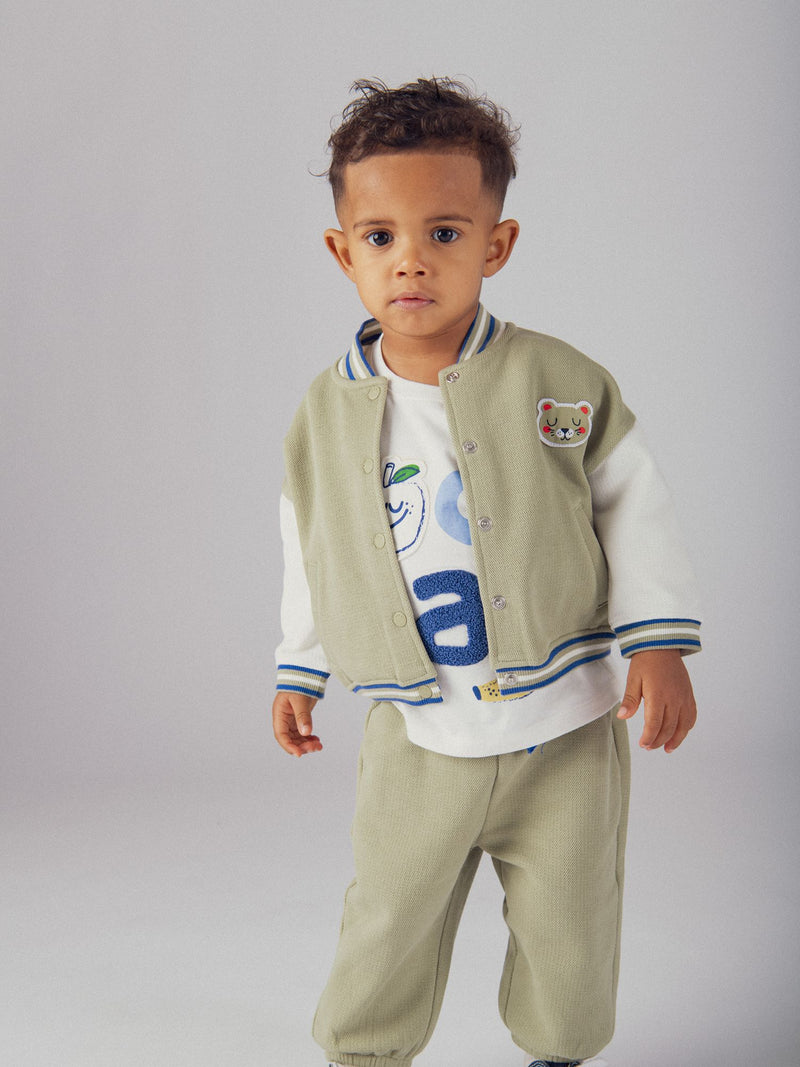 Pantaloni sportivi kaki con tigre per bebe