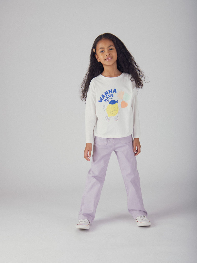 T-shirt a maniche lunghe con animazione di limone per ragazze