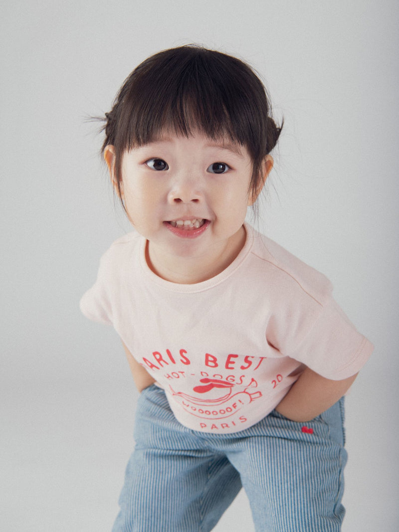 T-shirt rosa con motivo "Paris Hot-Dogs" per bebè femmina