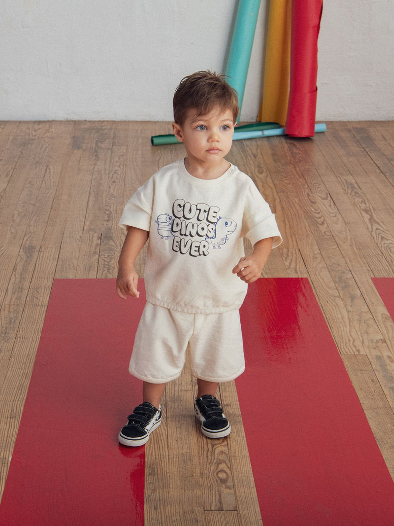 Completo t-shirt e pantaloni corti "Cute Dinos" per bambino