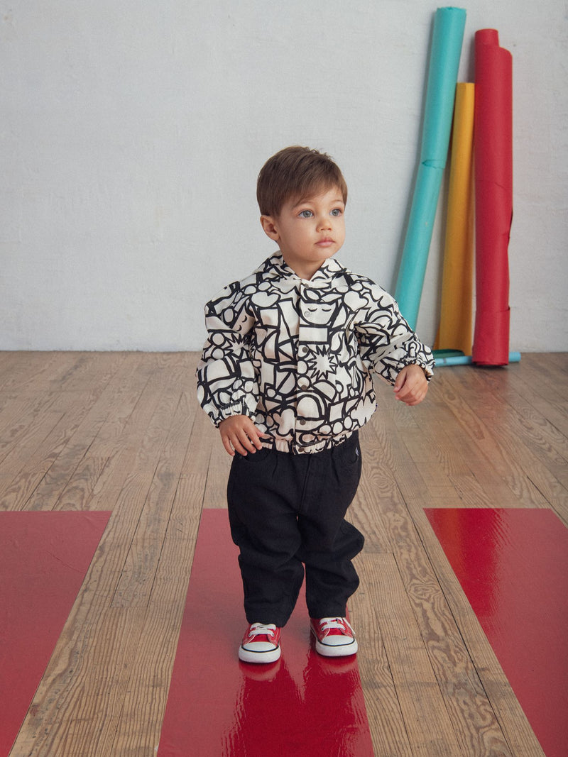 Gilet con cappuccio e stampa integrale "GRAPHIC" per bebè maschi