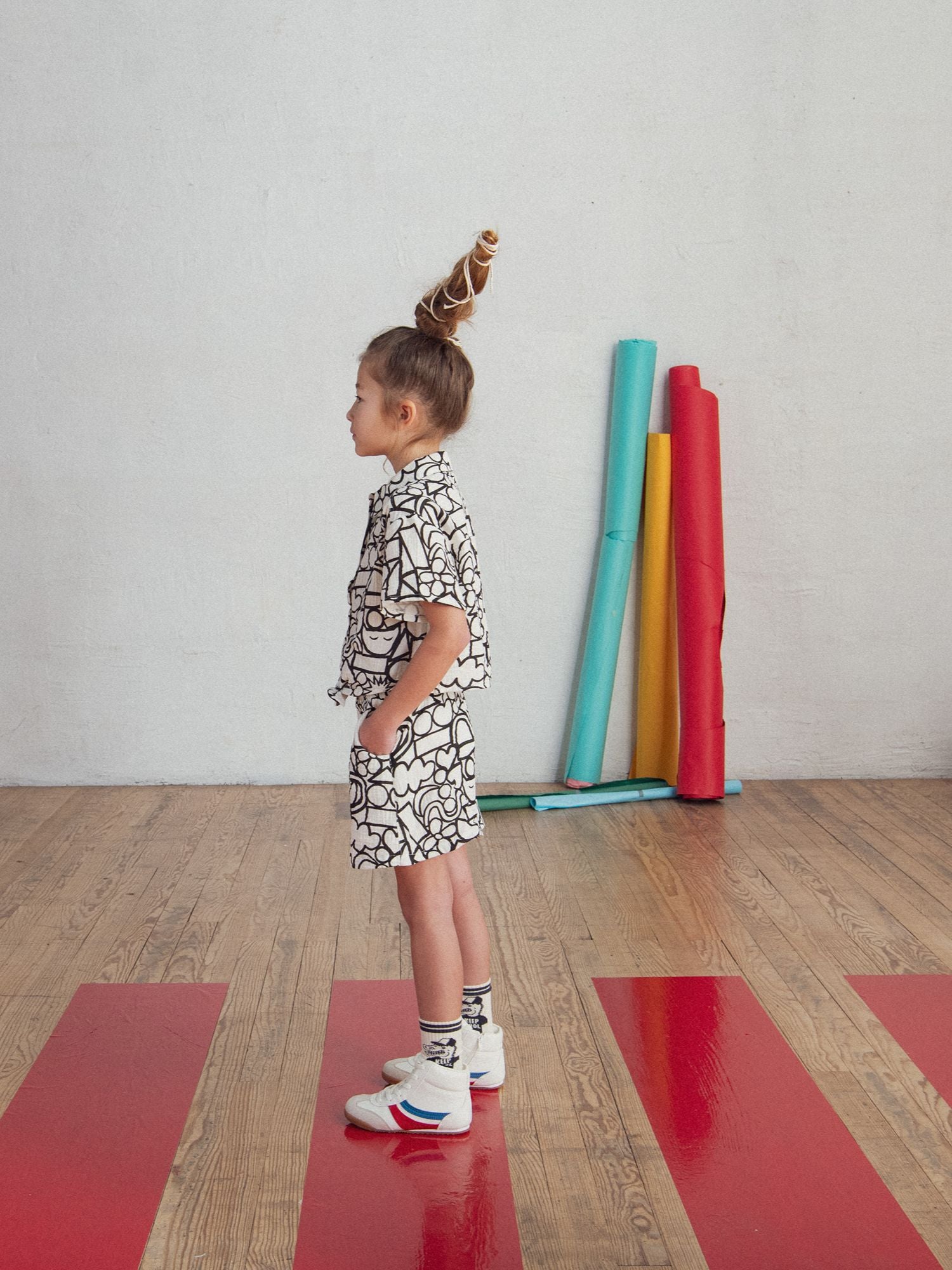 Chemise écrue à imprimé graphique pour fille