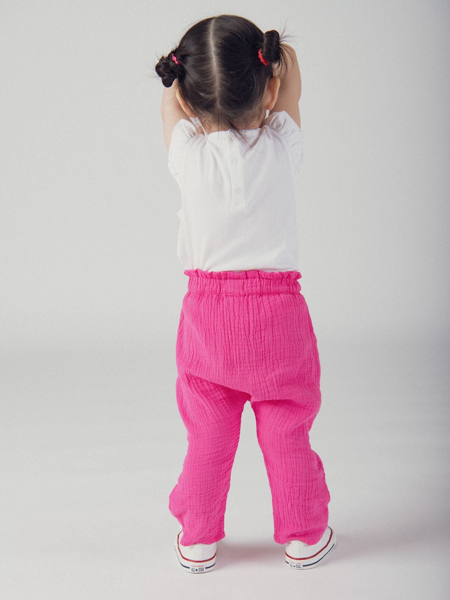 Pantaloni in doppia garza rosa passione per bambine