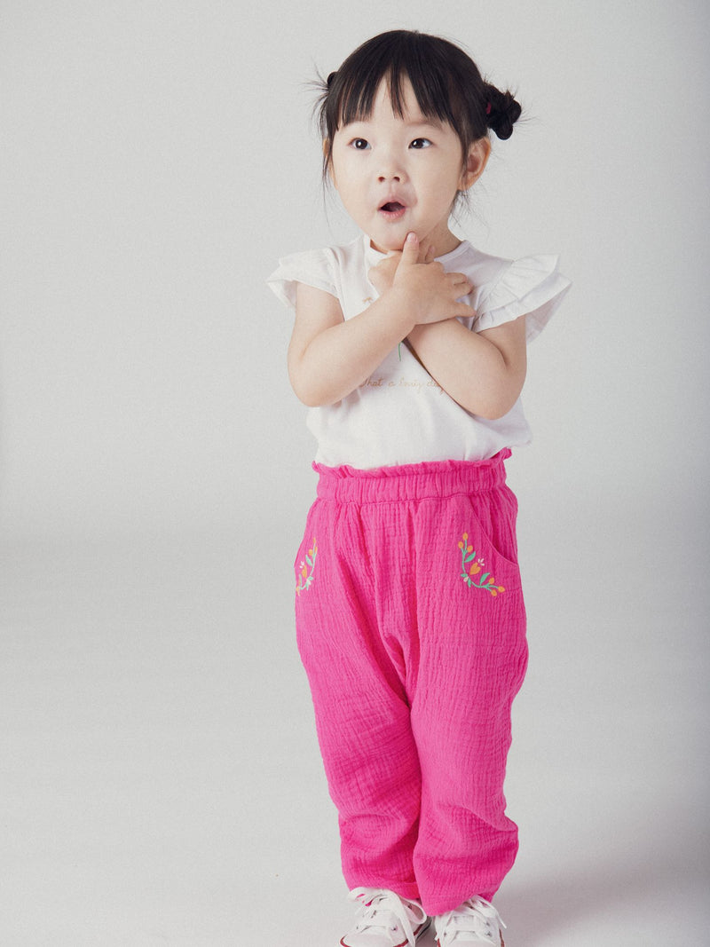 Pantaloni in doppia garza rosa passione per bambine