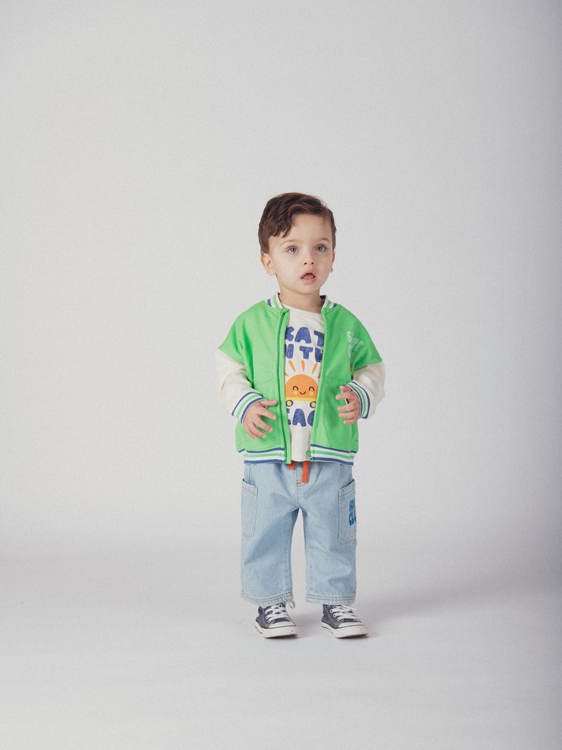 Gilet verde "Skate Club" con zip per bambino
