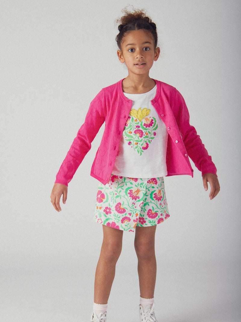 Short bianco con stampa floreale per ragazze