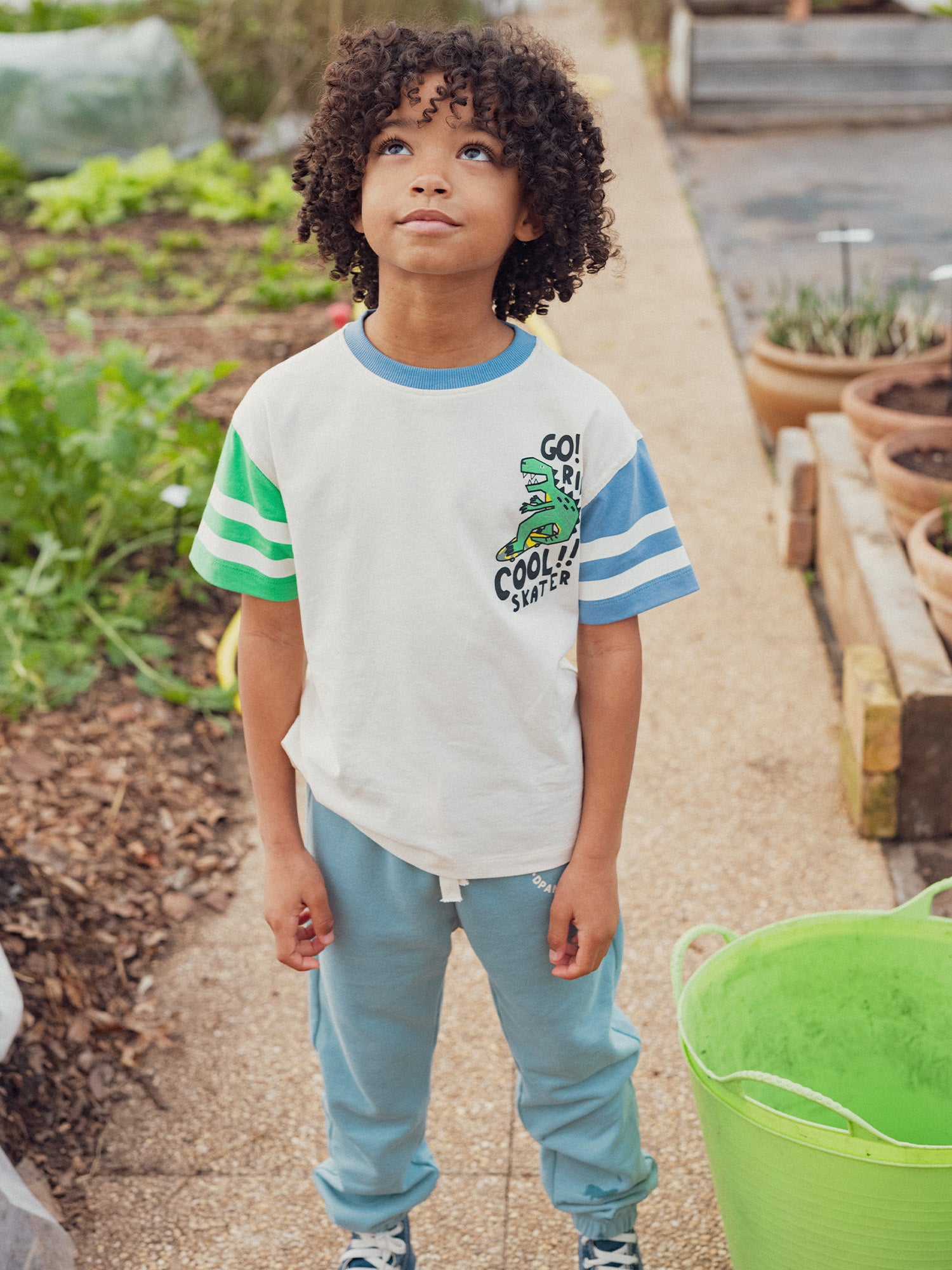 T-shirt écru animation dinosaure pour garçon