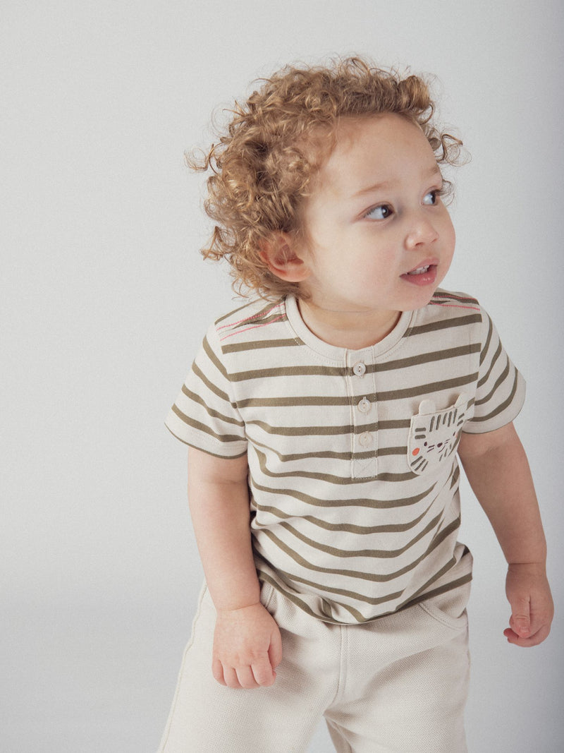 T-shirt a righe beige "Tigre" per bambino