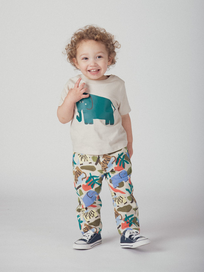 T-shirt beige con motivo "Elefante" per bambino
