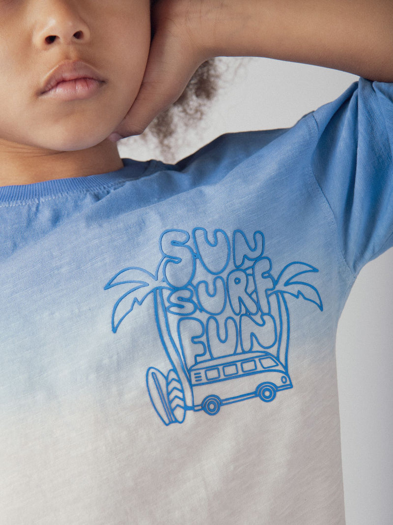 T-shirt tie-dye blu e arancione per ragazzo
