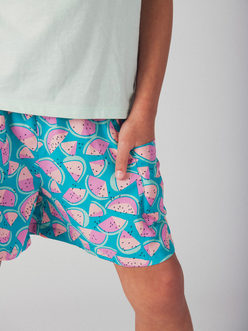 Short blu con stampa di angurie per ragazze